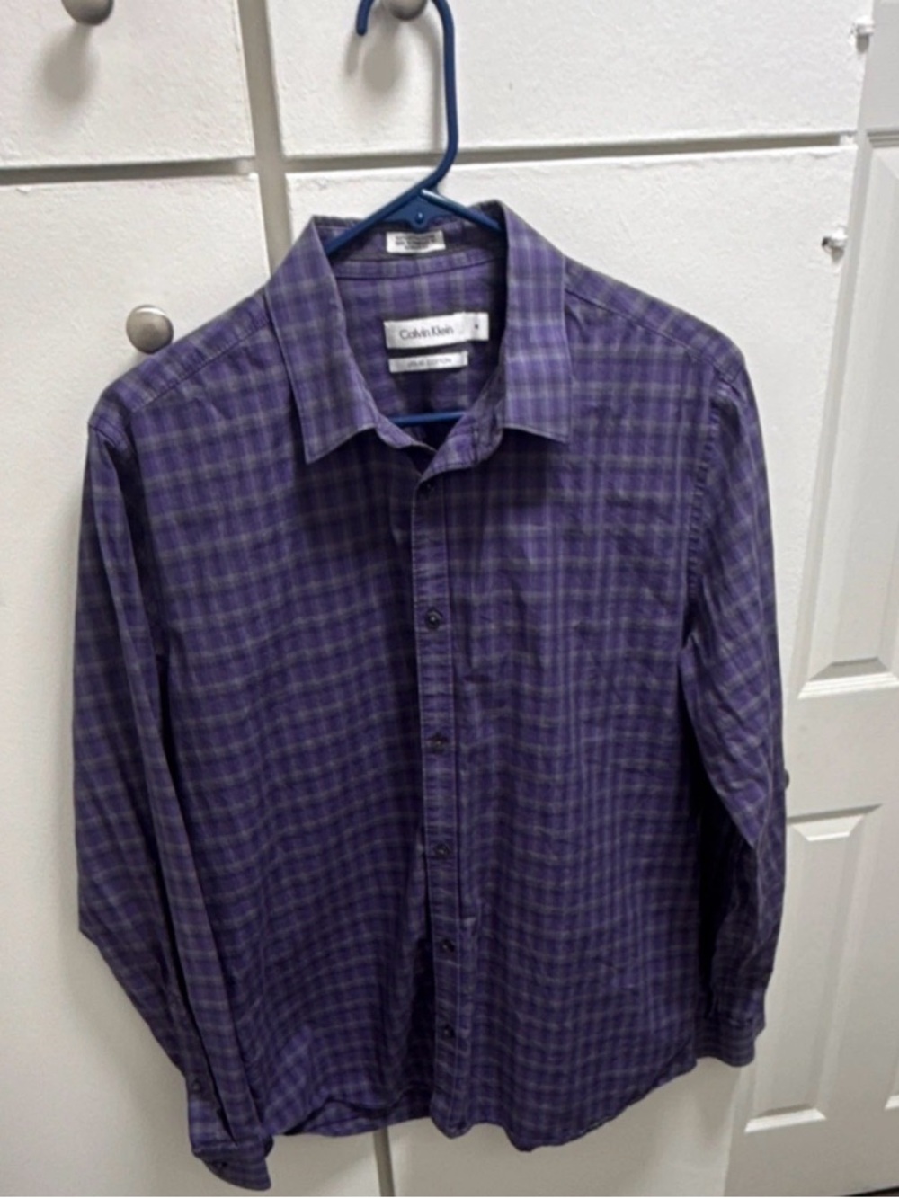 Calvin Klein Purple Plaid Button-Down Shirt